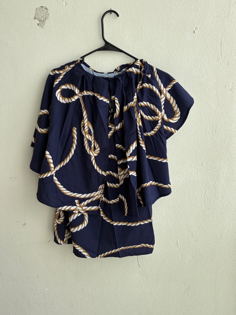 Pre-love Navy Rope-Print Ruffle top - Picture 5 of 6